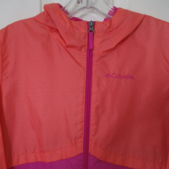 Columbia Youth L/S Hoodie Full Zip Orange over Purple Windbreaker NWOT 14-16 - Picture 2 of 3